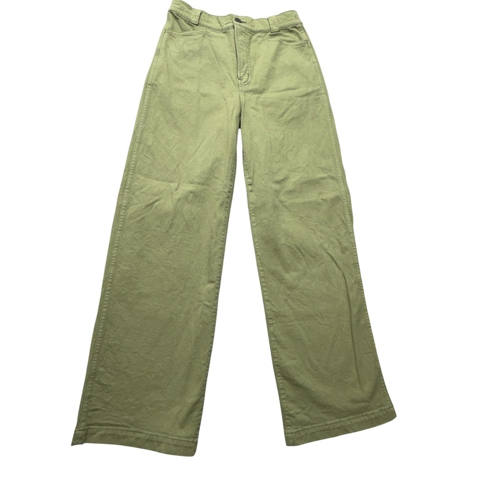 Madewell Chino Pants Womens 28 Green Twill Wide Leg Stretch High Rise NM3563
